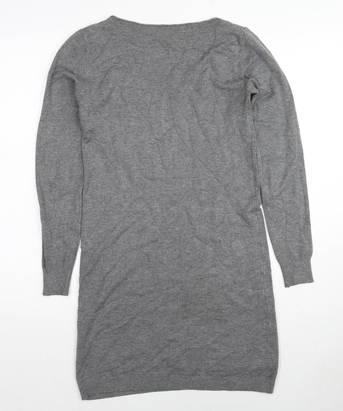 Good Luck Womens Grey Round Neck Viscose Tunic Jumper Size S - Size S-M