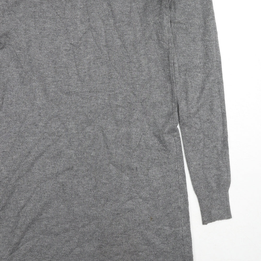 Good Luck Womens Grey Round Neck Viscose Tunic Jumper Size S - Size S-M