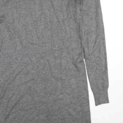 Good Luck Womens Grey Round Neck Viscose Tunic Jumper Size S - Size S-M