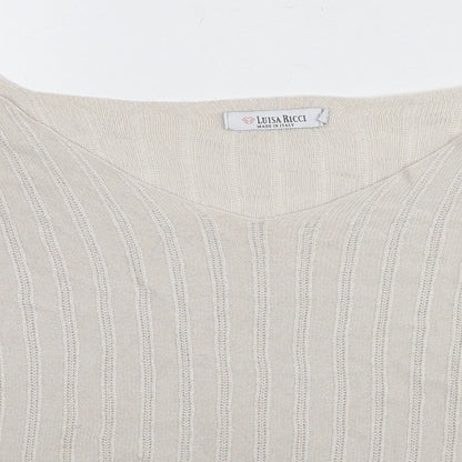 Lusia Ricci Womens Beige V-Neck Modal Pullover Jumper Size L
