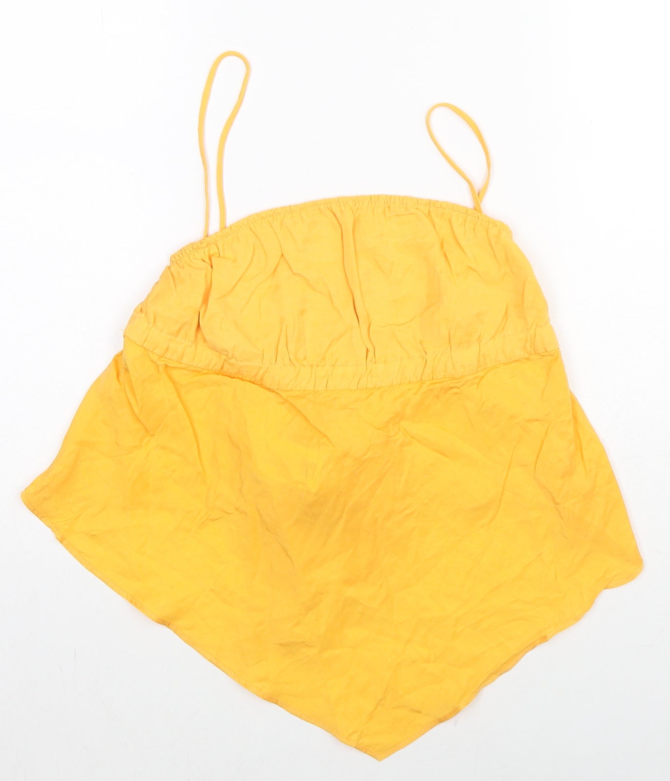 Womens UK Size M Zara Yellow Basic Tank