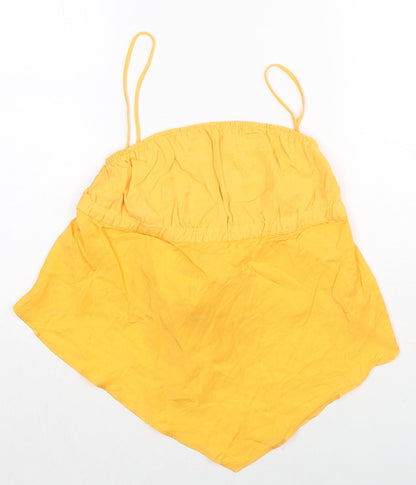 Womens UK Size M Zara Yellow Basic Tank