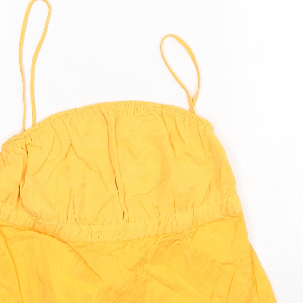 Womens UK Size M Zara Yellow Basic Tank