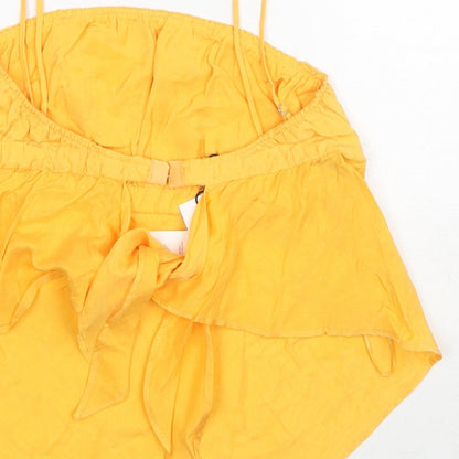 Womens UK Size M Zara Yellow Basic Tank