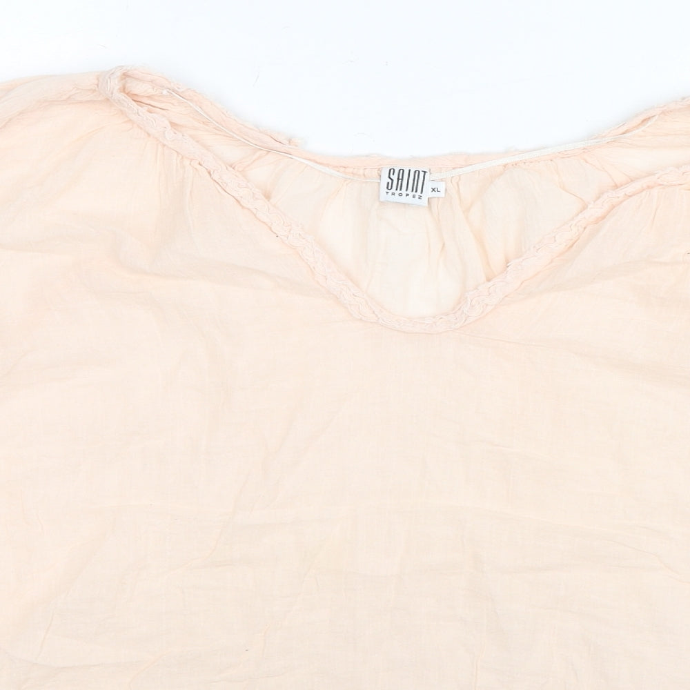 Womens UK Size XL Saint Tropez Clothing Beige Basic Blouse