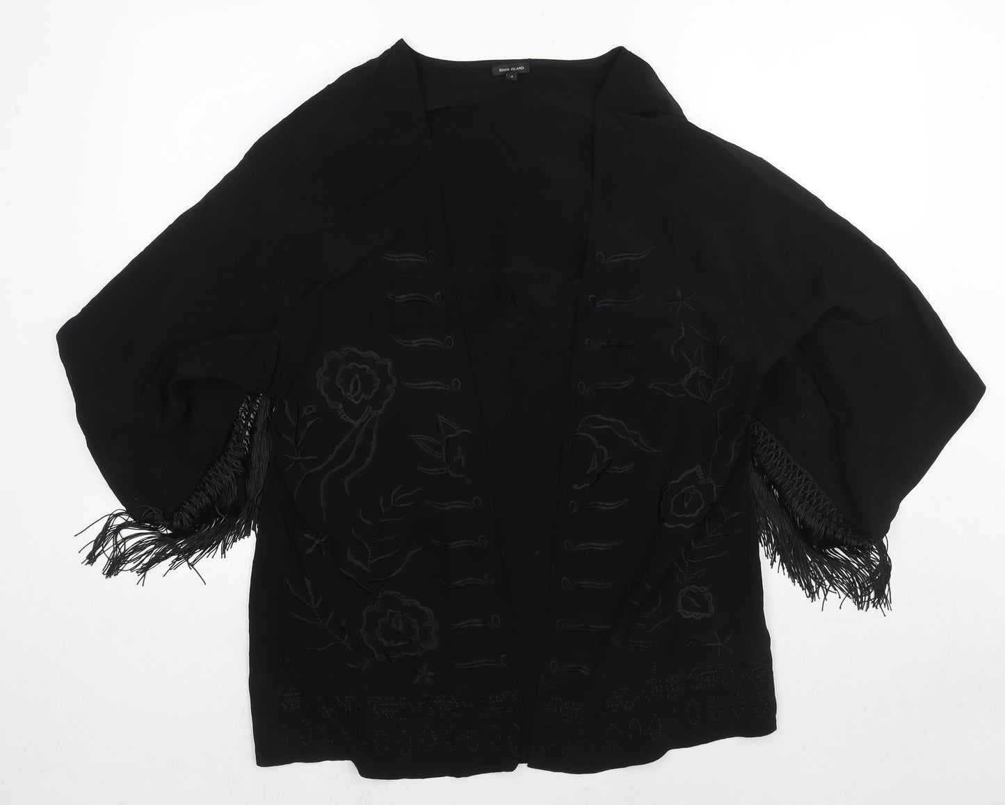 Womens UK Size 8 River Island Black Kimono Blouse