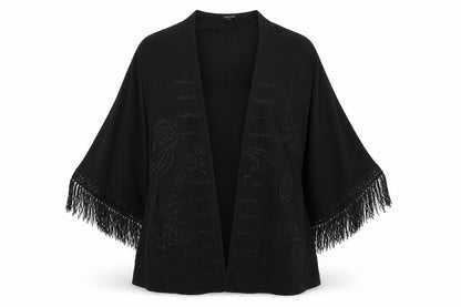 Womens UK Size 8 River Island Black Kimono Blouse