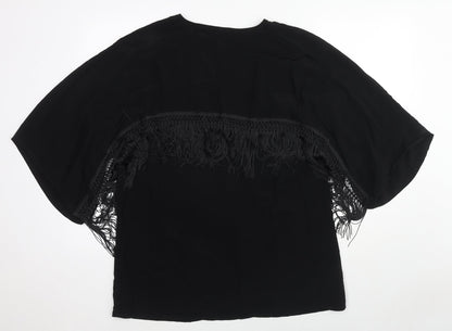 Womens UK Size 8 River Island Black Kimono Blouse