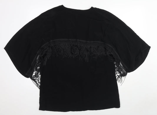 Womens UK Size 8 River Island Black Kimono Blouse