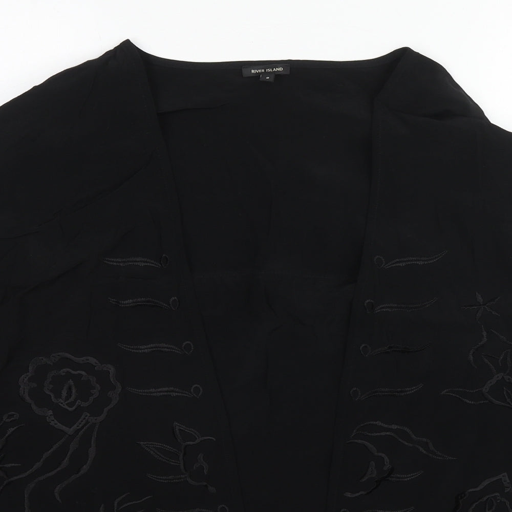 Womens UK Size 8 River Island Black Kimono Blouse