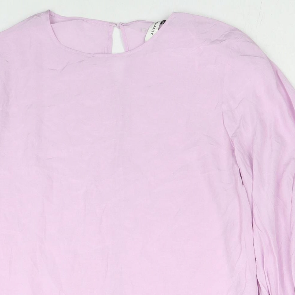 Autograph Womens Purple Cupro Basic Blouse Size 14 Round Neck