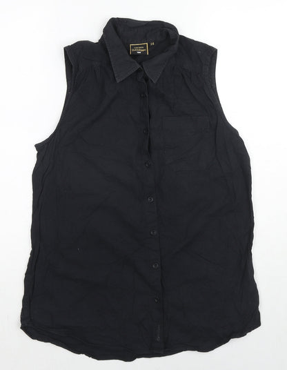 Womens UK Size 12 Golddigga Black Basic Button-Up