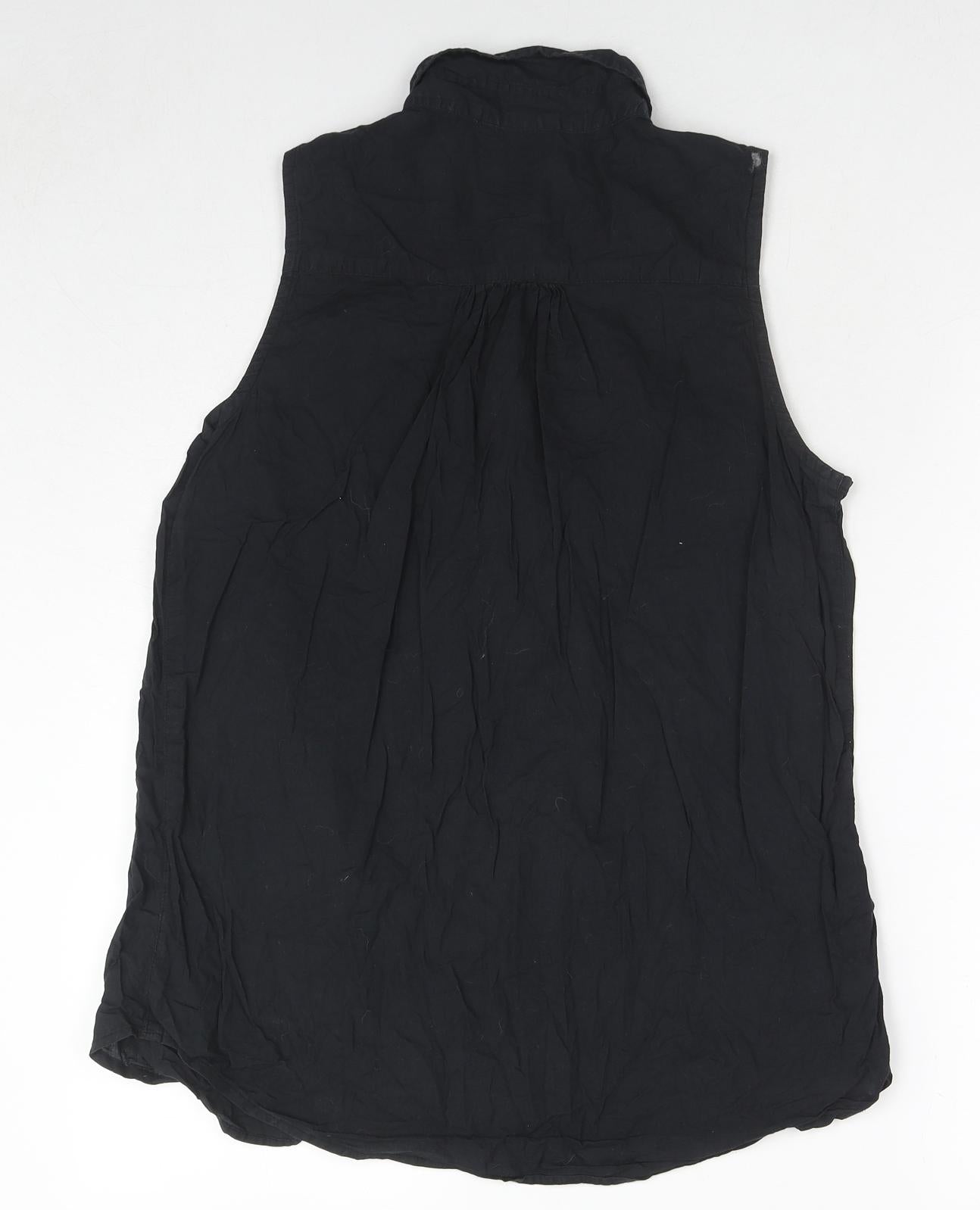 Womens UK Size 12 Golddigga Black Basic Button-Up