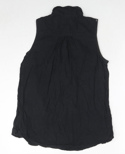 Womens UK Size 12 Golddigga Black Basic Button-Up