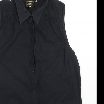 Womens UK Size 12 Golddigga Black Basic Button-Up