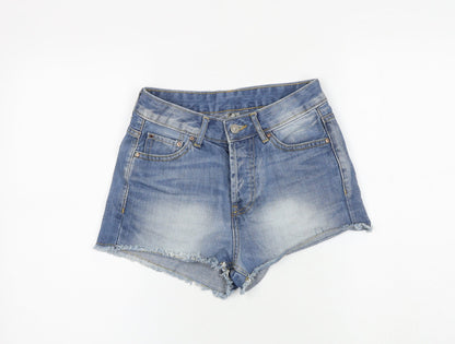 Denim & Co. Womens Blue 100% Cotton Cut-Off Shorts Size 8 L3 in Regular Zip