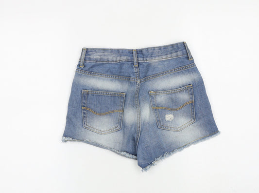 Denim & Co. Womens Blue 100% Cotton Cut-Off Shorts Size 8 L3 in Regular Zip