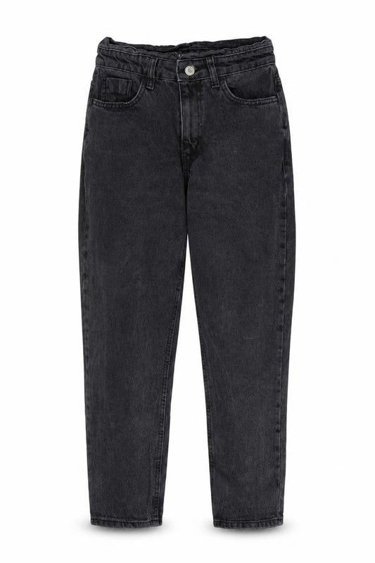Front view of Denim & Co. women’s grey cotton tapered jeans, size UK 10, 26-inch leg regular zip