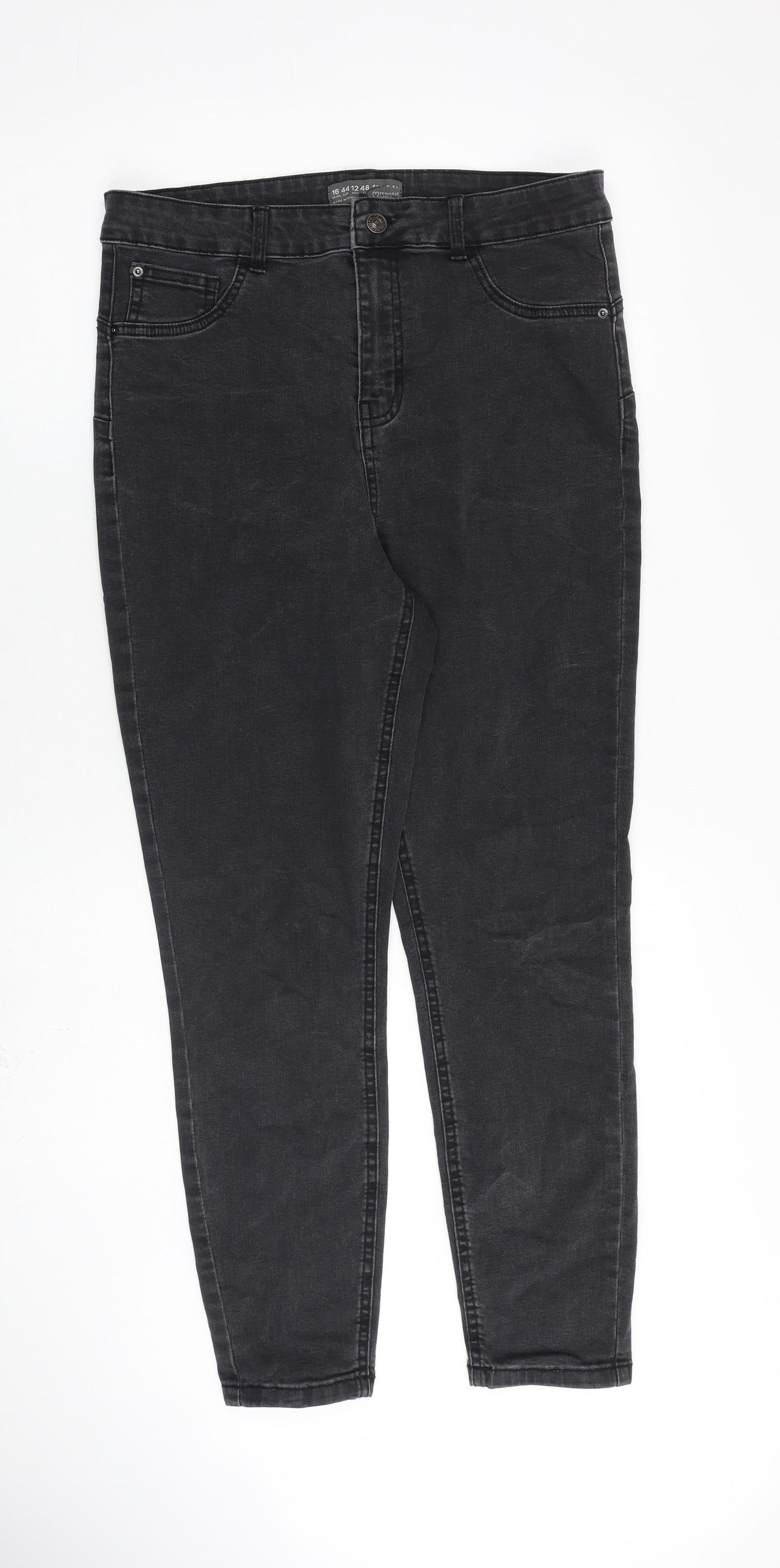 Denim & Co. Womens Grey Cotton Skinny Jeans Size 16 L26 in Regular Zip