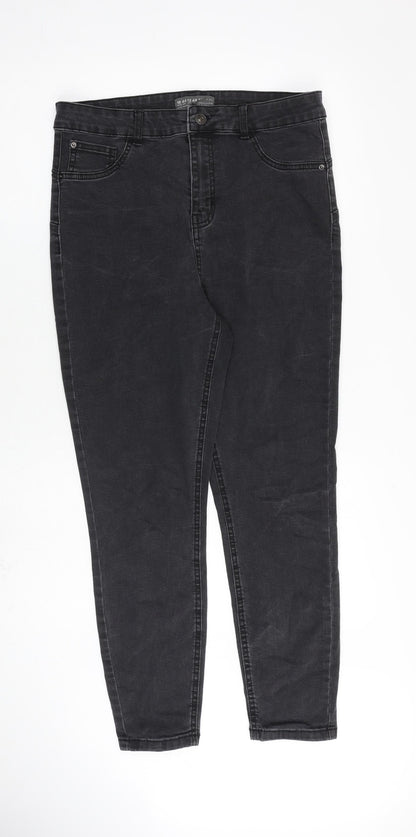 Denim & Co. Womens Grey Cotton Skinny Jeans Size 16 L26 in Regular Zip