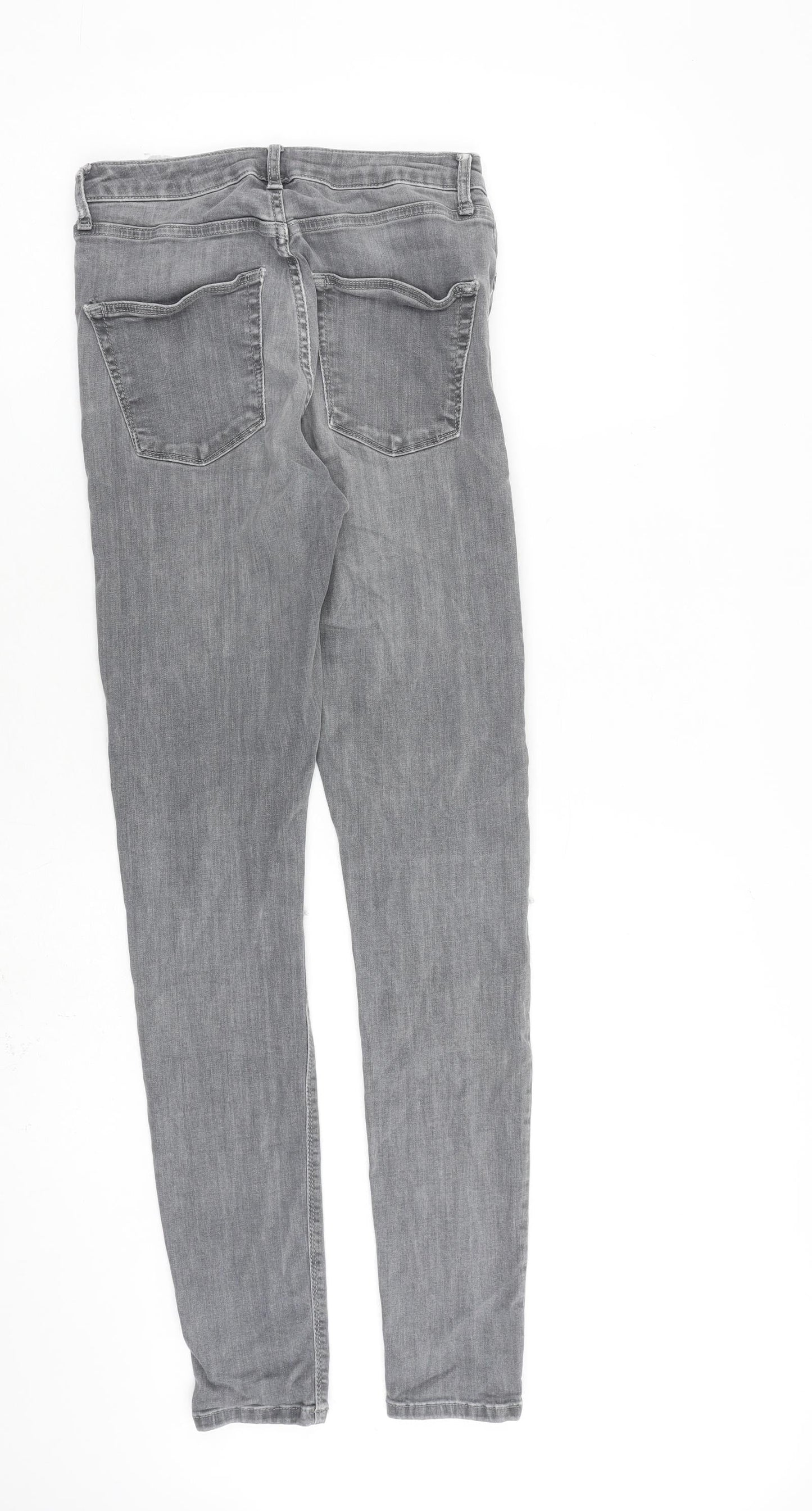 Topshop Womens Grey Cotton Skinny Jeans Size 28 in L34 in Regular Zip