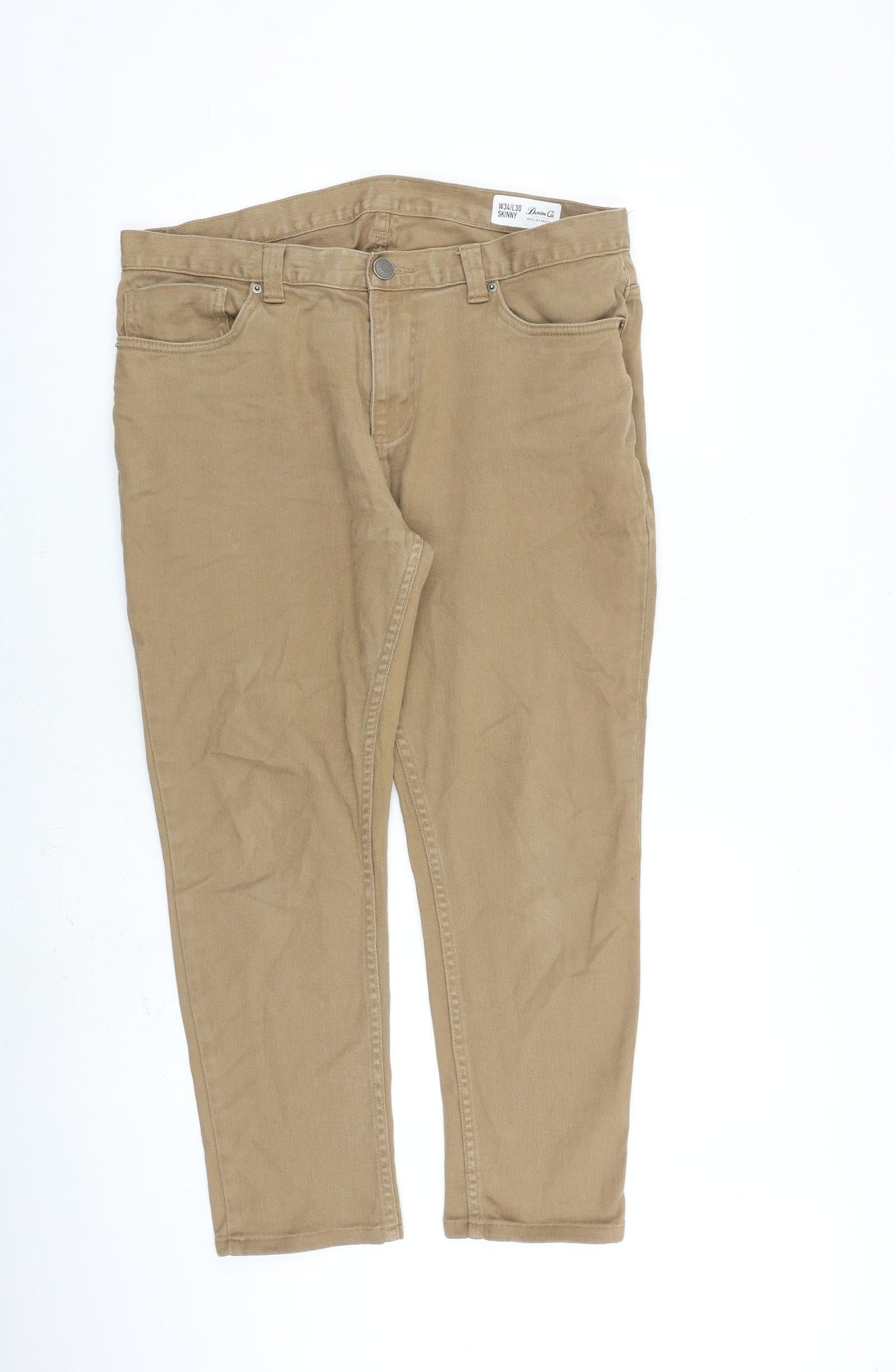 Denim & Co. Mens Brown Cotton Straight Jeans Size 34 in L30 in Slim Zip