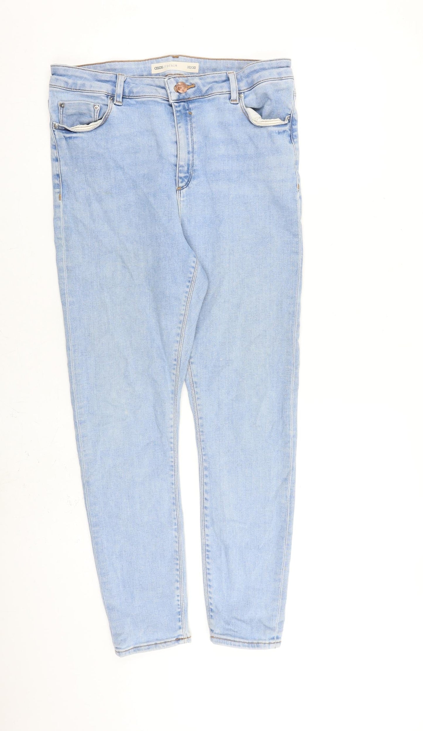 ASOS Womens Blue Cotton Skinny Jeans Size 32 in L30 in Slim Zip