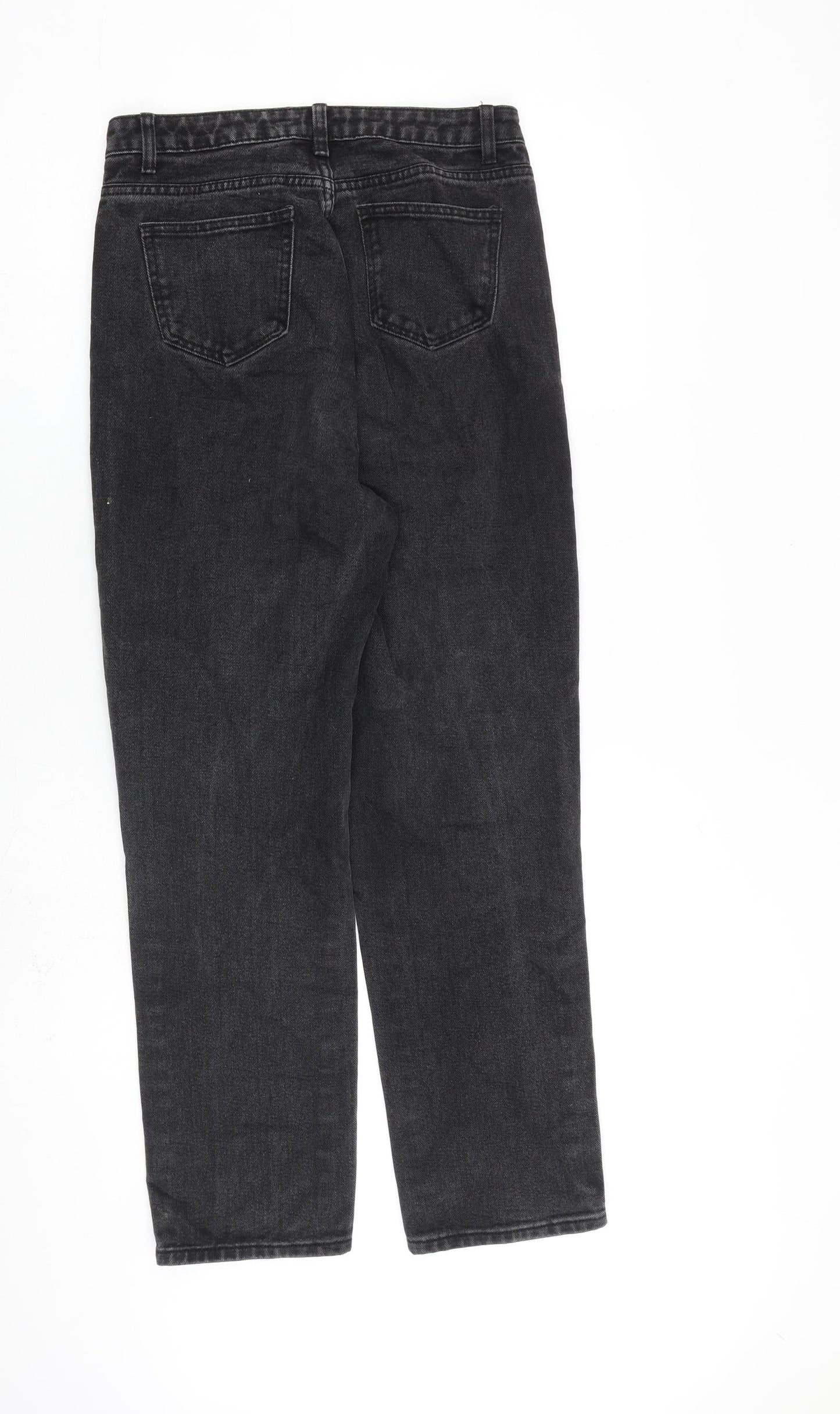 PRETTYLITTLETHING Womens Grey Cotton Straight Jeans Size 8 L28 in Regular Zip