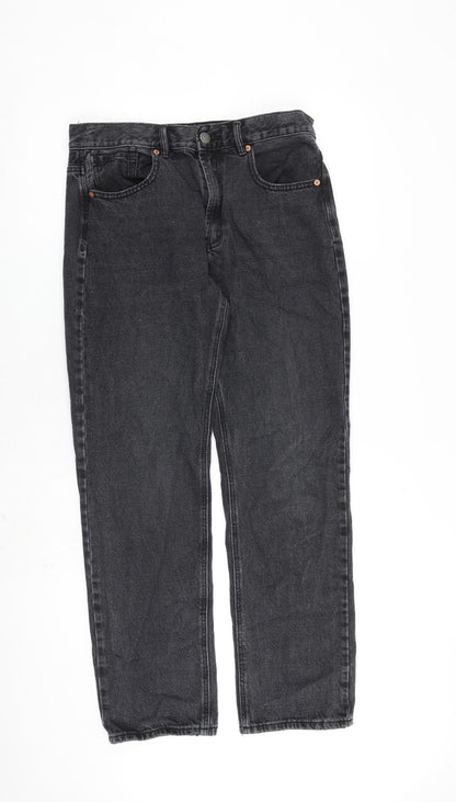Womens UK Size 12 Stradivarius Regular Fit Straight Grey Jeans