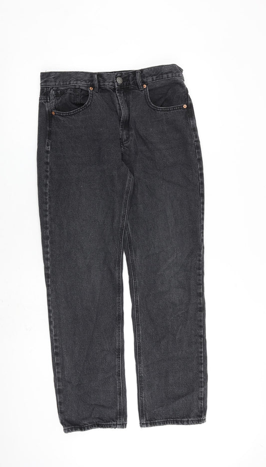 Womens UK Size 12 Stradivarius Regular Fit Straight Grey Jeans