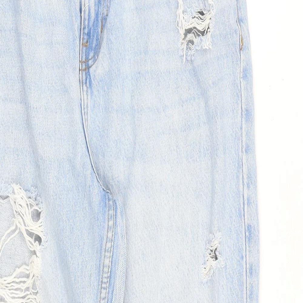 Denim & Co. Womens Blue Cotton Tapered Jeans Size 12 L28 in Regular Zip