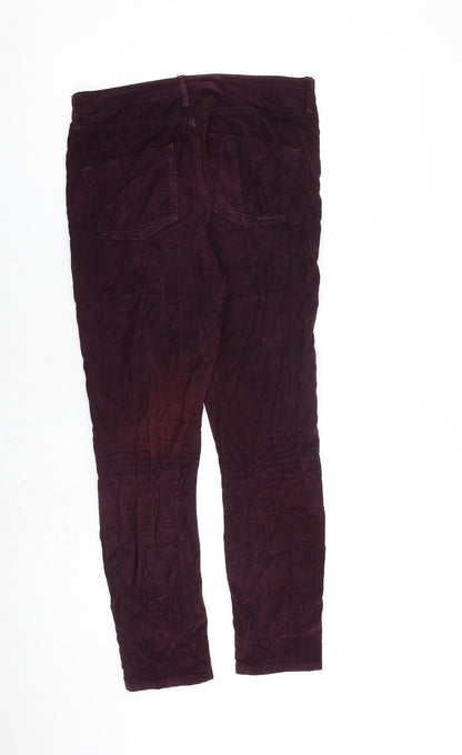 Topshop Womens Red Cotton Trousers Size 28 in L30 in Regular Zip