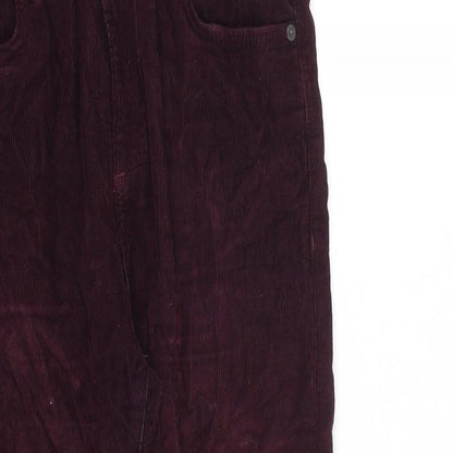 Topshop Womens Red Cotton Trousers Size 28 in L30 in Regular Zip