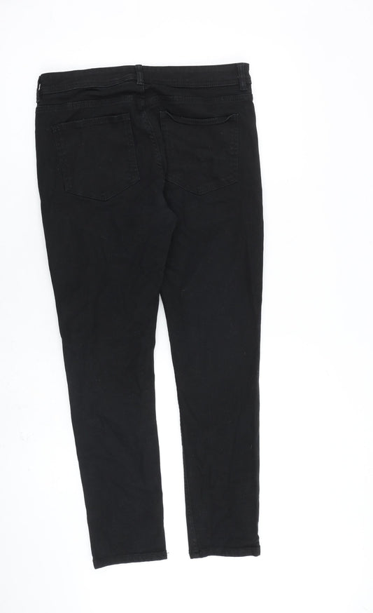 Denim & Co. Mens Black Cotton Straight Jeans Size 32 in L30 in Regular Button