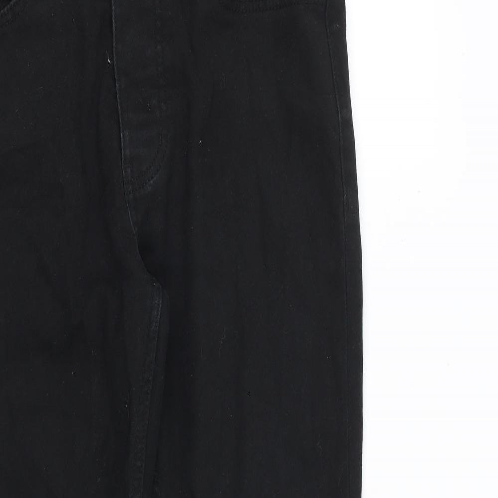 Denim & Co. Mens Black Cotton Straight Jeans Size 32 in L30 in Regular Button