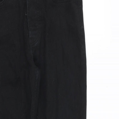 Denim & Co. Mens Black Cotton Straight Jeans Size 32 in L30 in Regular Button