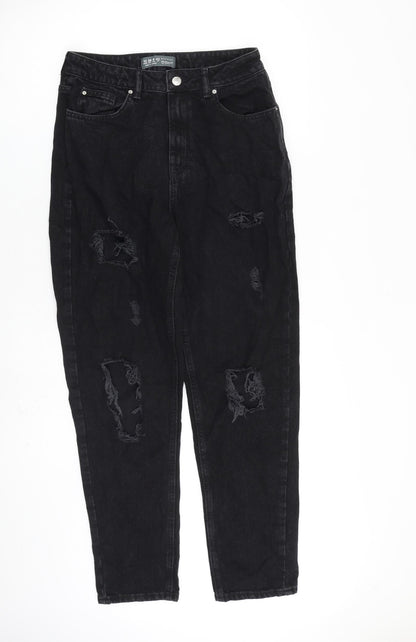 Denim & Co. Womens Black Cotton Tapered Jeans Size 10 L28 in Regular Zip