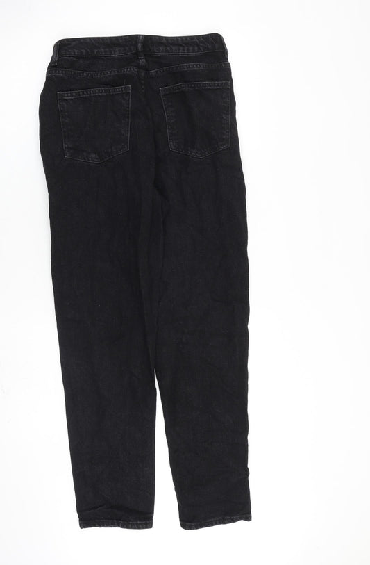 Denim & Co. Womens Black Cotton Tapered Jeans Size 10 L28 in Regular Zip