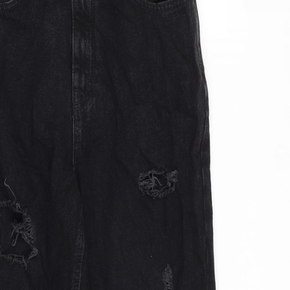 Denim & Co. Womens Black Cotton Tapered Jeans Size 10 L28 in Regular Zip