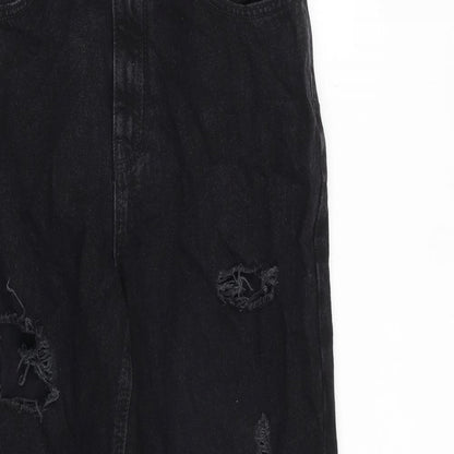 Denim & Co. Womens Black Cotton Tapered Jeans Size 10 L28 in Regular Zip