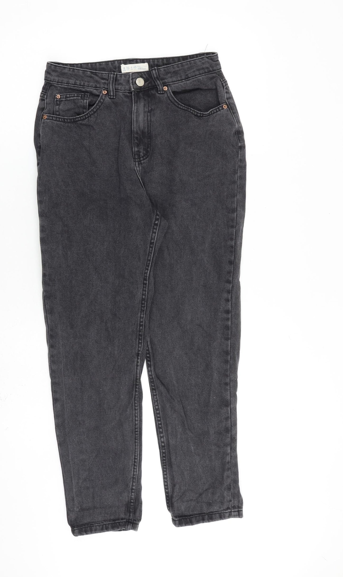 Denim & Co. Womens Grey Cotton Tapered Jeans Size 8 L26 in Regular Zip