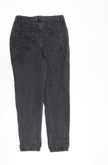 Denim & Co. Womens Grey Cotton Tapered Jeans Size 8 L26 in Regular Zip