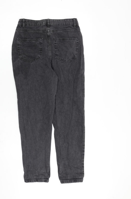 Denim & Co. Womens Grey Cotton Tapered Jeans Size 8 L26 in Regular Zip