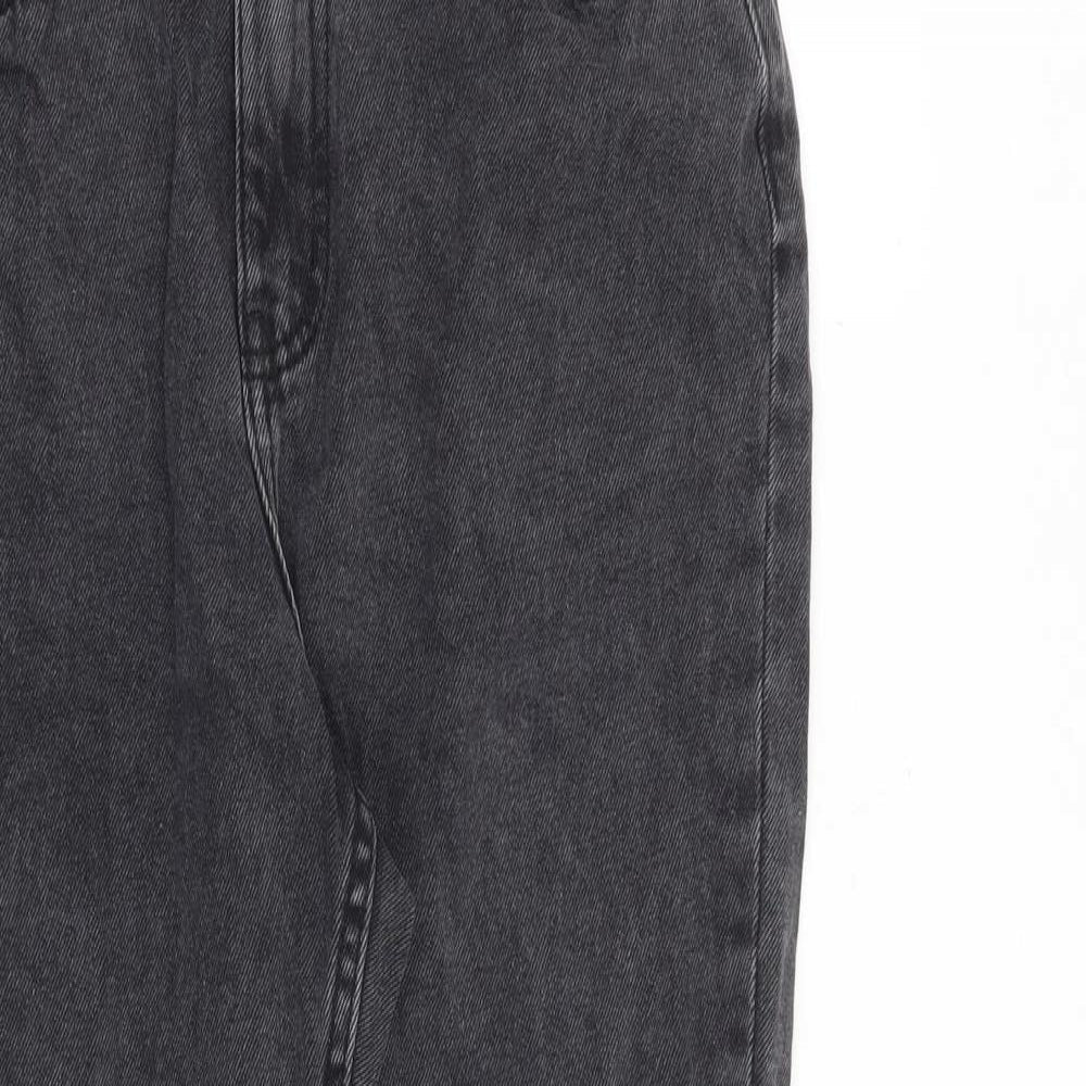 Denim & Co. Womens Grey Cotton Tapered Jeans Size 8 L26 in Regular Zip