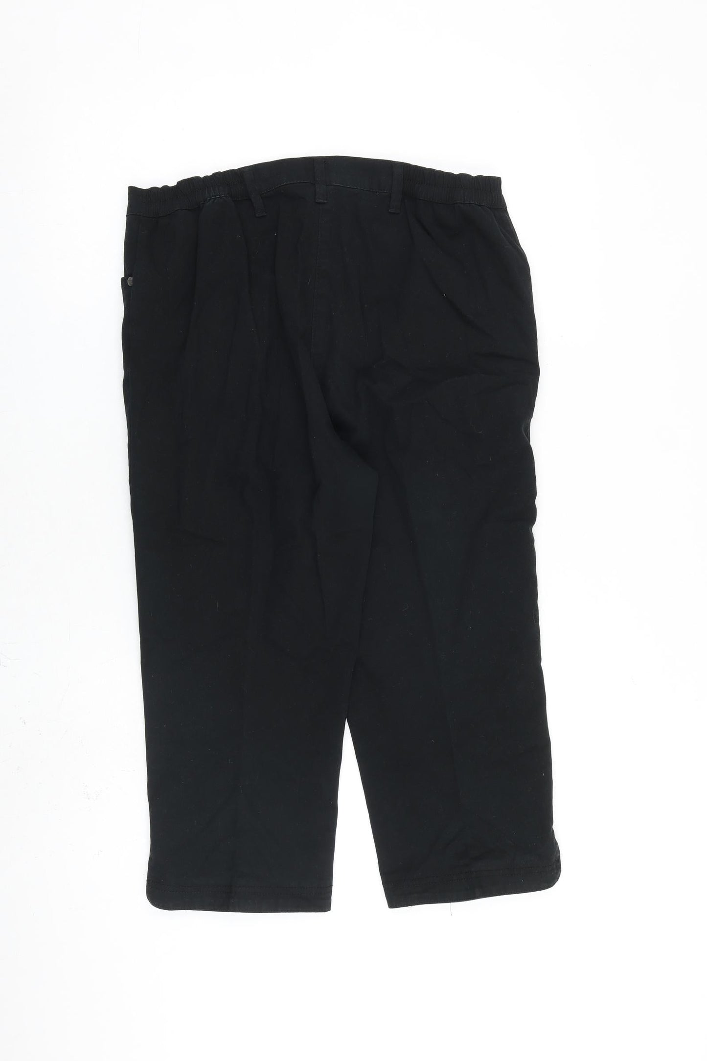 Bonmarché Womens Black Cotton Capri Trousers Size 12 L20 in Regular Zip