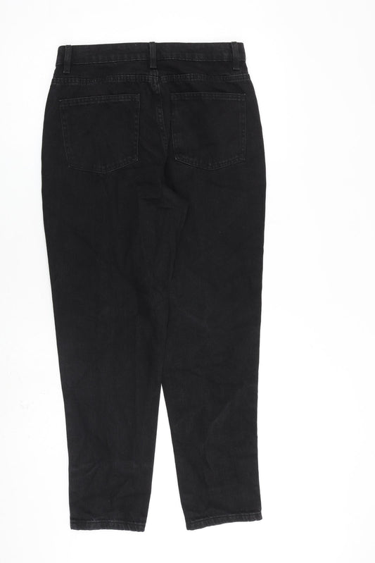 Denim & Co. Womens Black Cotton Tapered Jeans Size 12 L28 in Regular Zip