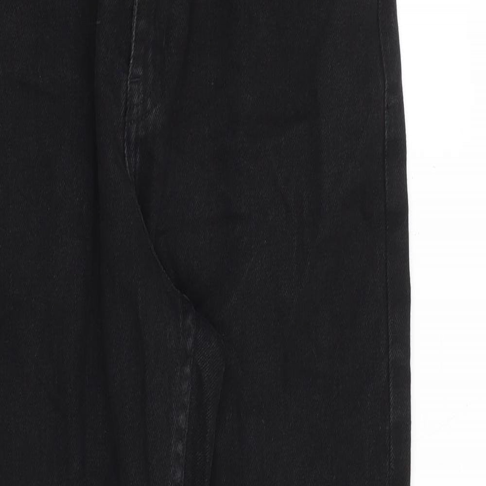 Denim & Co. Womens Black Cotton Tapered Jeans Size 12 L28 in Regular Zip