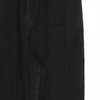 Denim & Co. Womens Black Cotton Tapered Jeans Size 12 L28 in Regular Zip