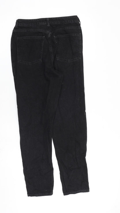 Denim & Co. Womens Black Cotton Straight Jeans Size 10 L28 in Regular Zip