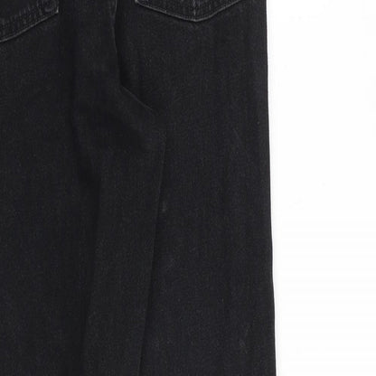 Denim & Co. Womens Black Cotton Straight Jeans Size 10 L28 in Regular Zip